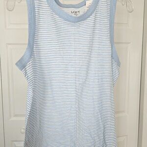 LOFT Blue and White Stripped Tank Top Size M